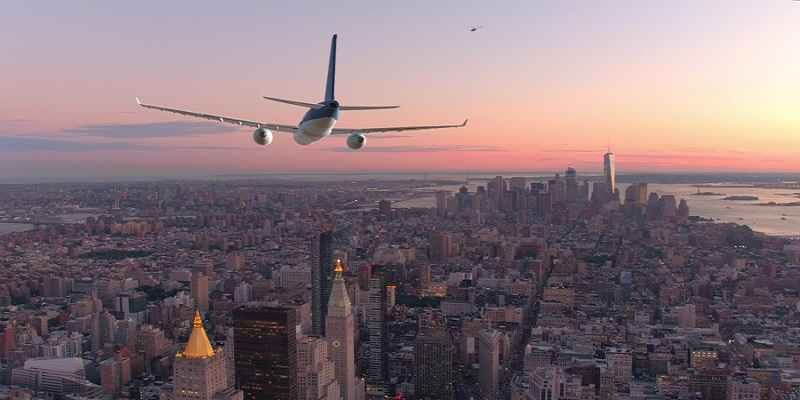 plane flying new york city
