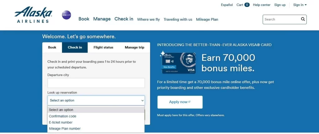 Alaska seat selection during check in online