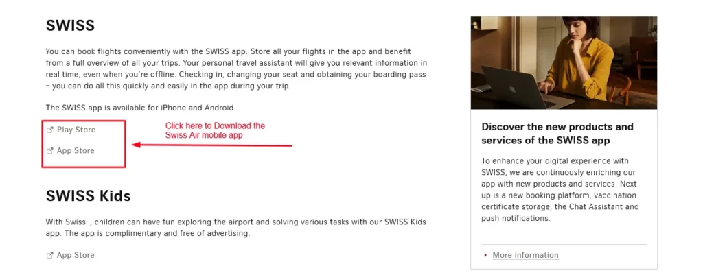 Download the Swiss Airlines mobile app