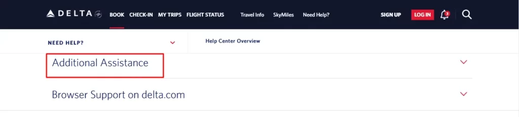 Delta Airlines Additional Assistance Option