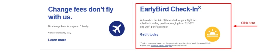 Southwest earlybird check in time