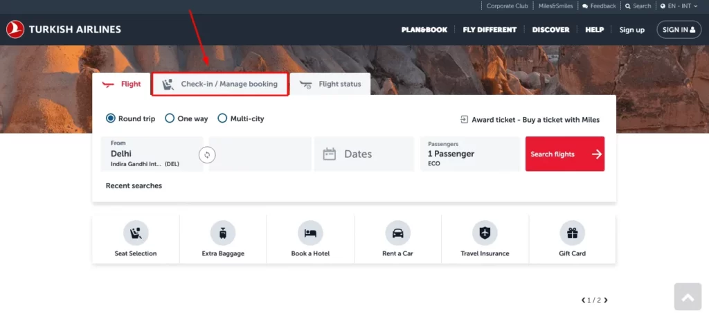 turkish airlines web check in online option